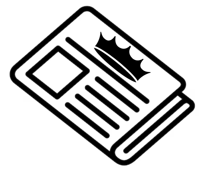 Site logo: a newspaper with a crown on it.